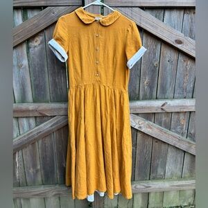 Son de Flor Marigold Classic Linen Dress Size Small